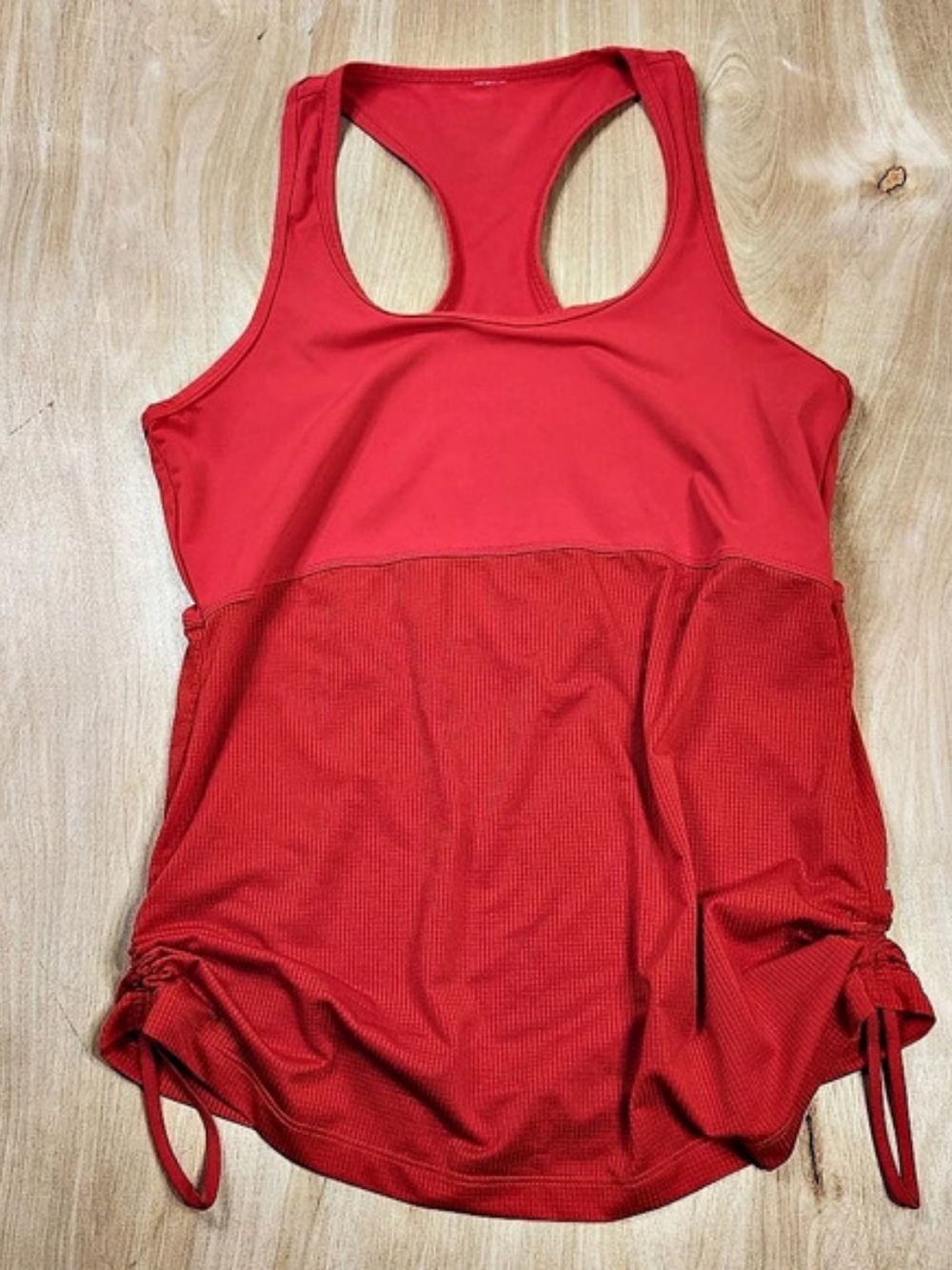 Fabletics Womens Red Racerback Athletic Tank With Side Cinch Detail M